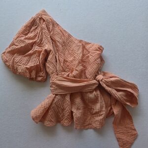 MINKPINK Peach Crinkled Top